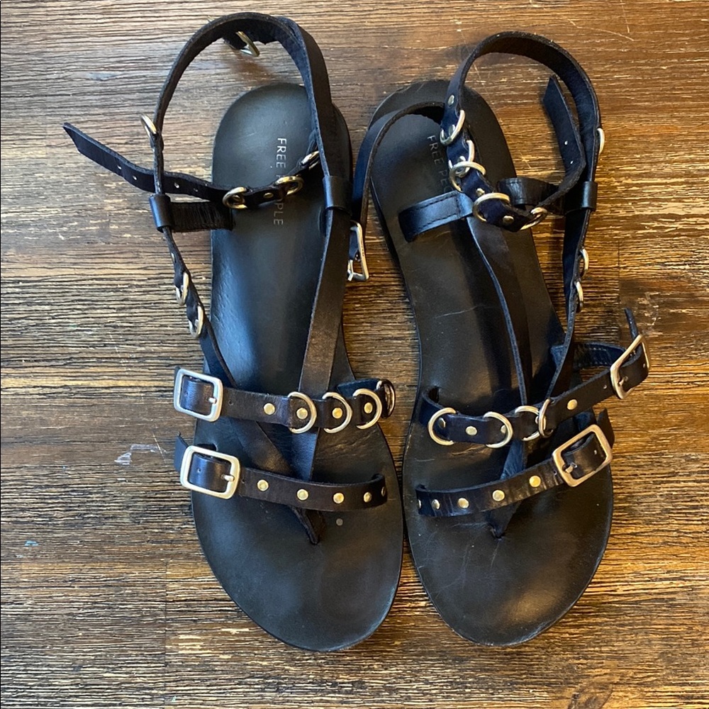 Free People Black Gladiator Sandals